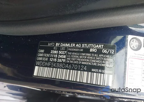 2013 Mercedes-Benz E 350 z USA, uszkodzony, nr VIN WDDHF5KB8DA670124